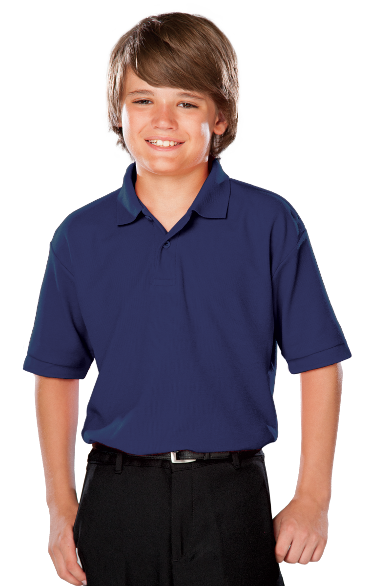 YOUTH VALUE MOISTURE WICKING S/S POLO  -  NAVY LARGE SOLID