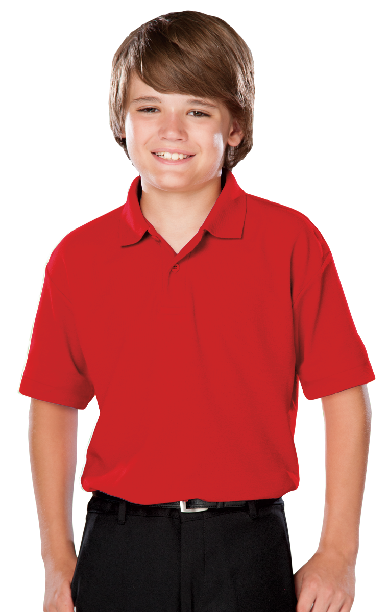 YOUTH VALUE MOISTURE WICKING S/S POLO  -  RED LARGE SOLID