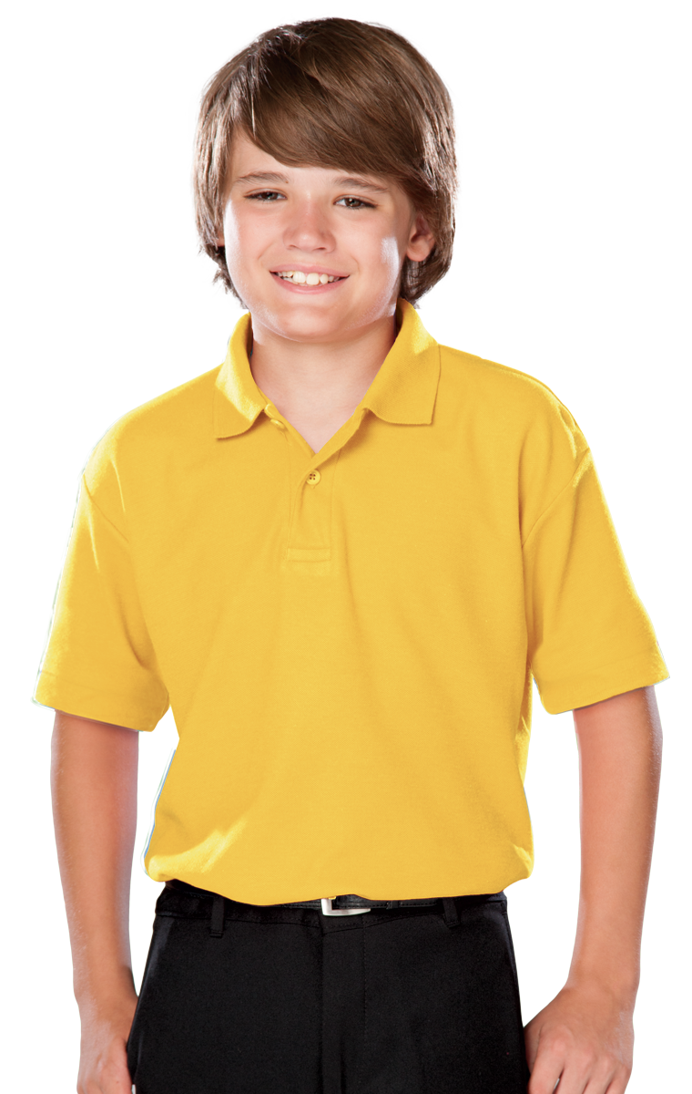 YOUTH VALUE MOISTURE WICKING S/S POLO  -  YELLOW LARGE SOLID