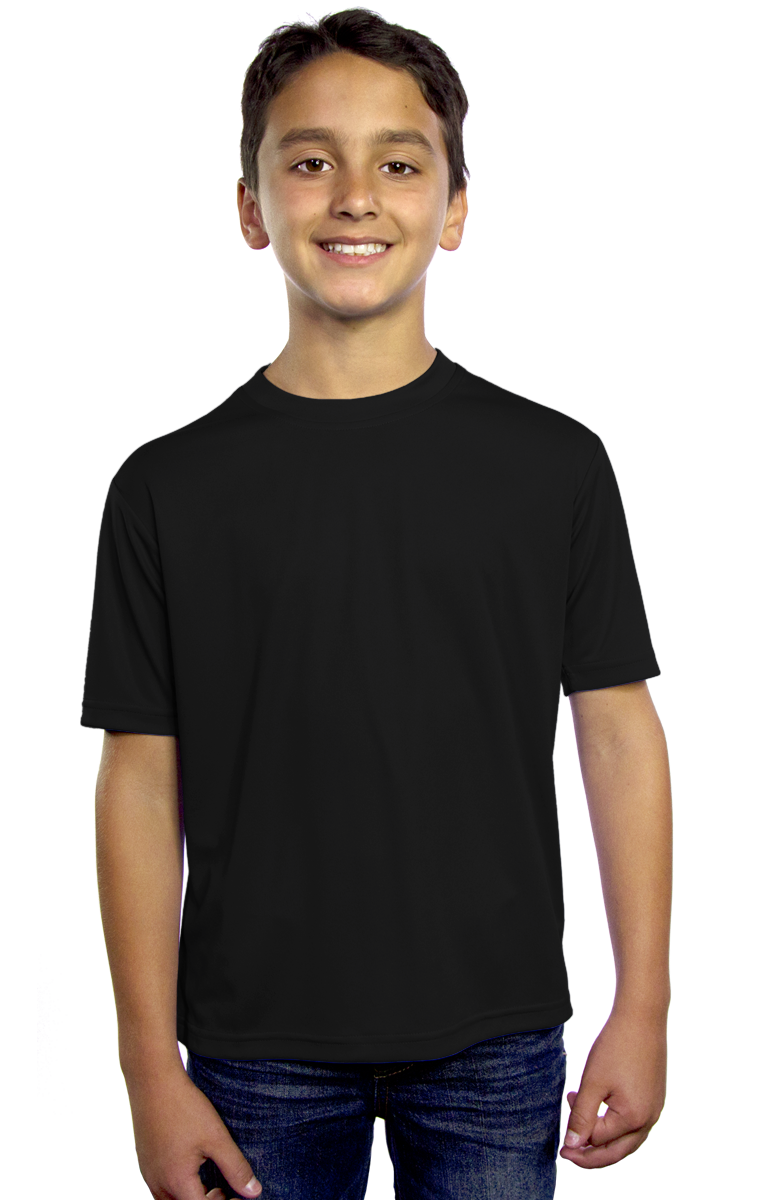 YOUTH SOLID WICKING T  -  BLACK EXTRA SMALL SOLID