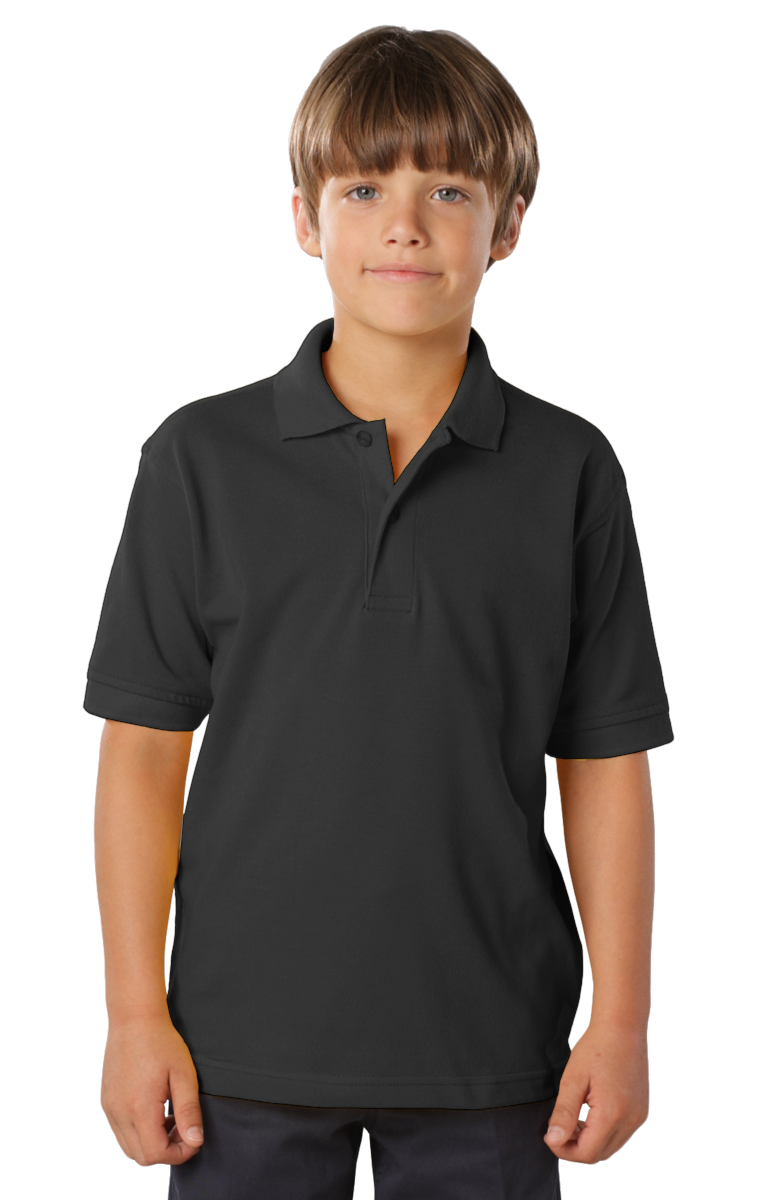 YOUTH SOFT TOUCH PIQUE POLO  -  BLACK LARGE SOLID