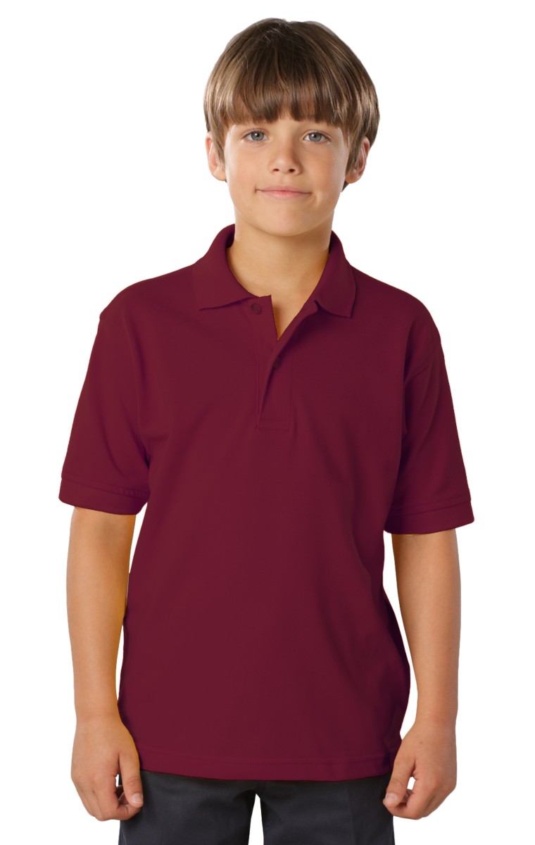 YOUTH SOFT TOUCH PIQUE POLO  -  BURGUNDY LARGE SOLID