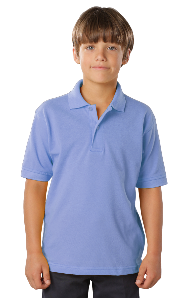 YOUTH SOFT TOUCH PIQUE POLO  -  LIGHT BLUE LARGE SOLID