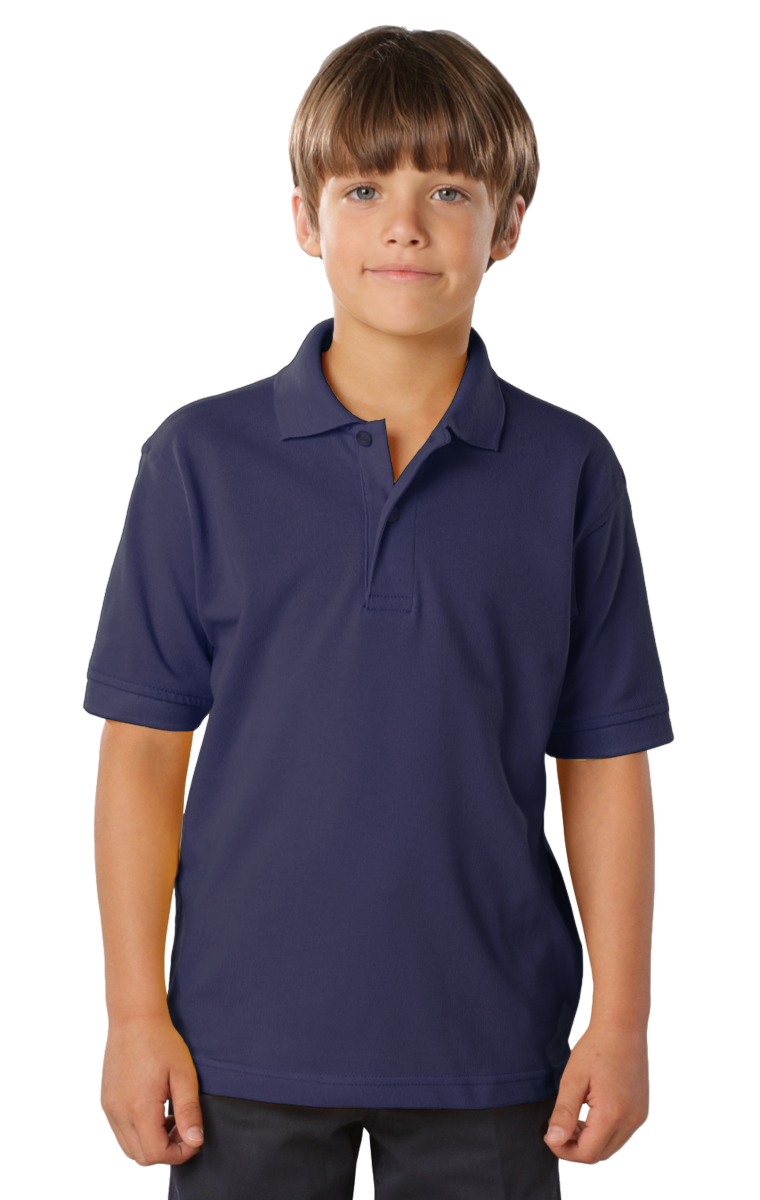 YOUTH SOFT TOUCH PIQUE POLO  -  NAVY LARGE SOLID