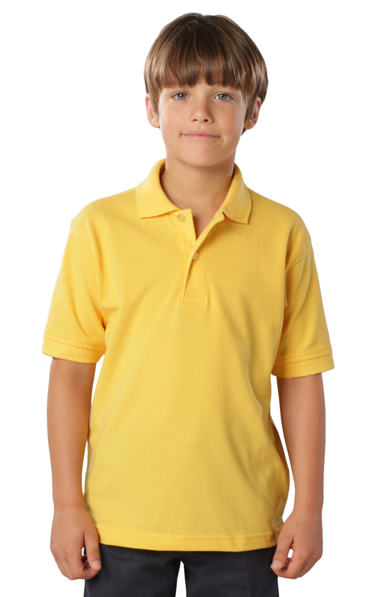 YOUTH SOFT TOUCH PIQUE POLO  -  YELLOW LARGE SOLID