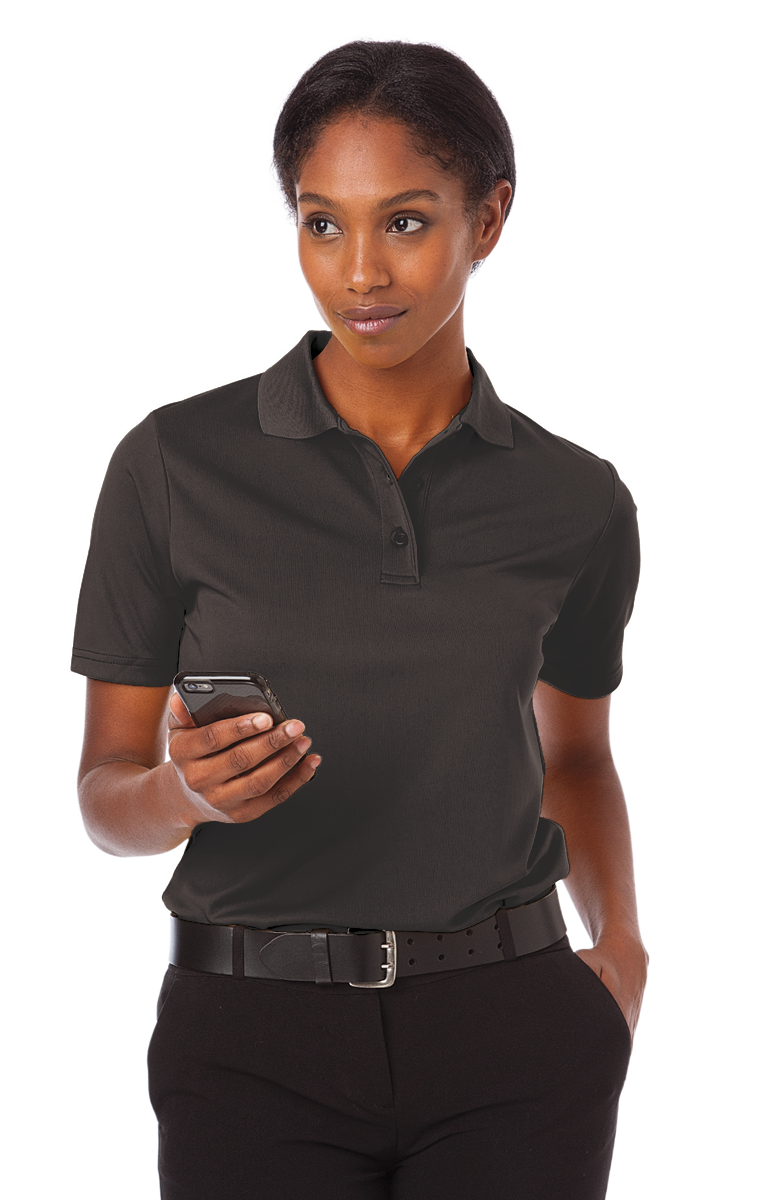 LADIES IL-50 POLO NO POCKET  -  BLACK SMALL SOLID