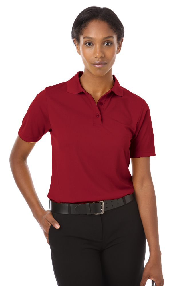 LADIES IL-50 POLO NO POCKET  -  BURGUNDY SMALL SOLID