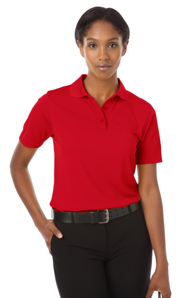 LADIES IL-50 POLO NO POCKET  -  RED SMALL SOLID