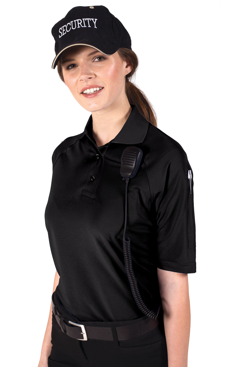 LADIES IL-50 TACTICAL POLO  -  BLACK SMALL SOLID