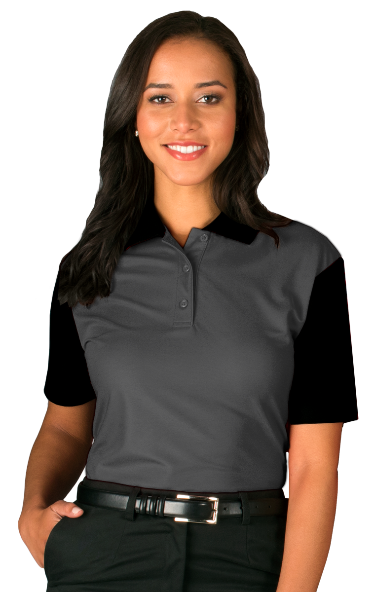 LADIES IL-50 COLOR BLOCK POLO  -  GRAPHITE SMALL SOLID