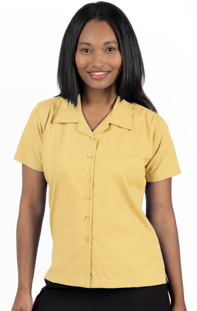 LADIES SHORT SLEEVE SOLID CAMPSHIRT 65/35 POLY/ COTTON  -  MAIZE 2 EXTRA LARGE SOLID