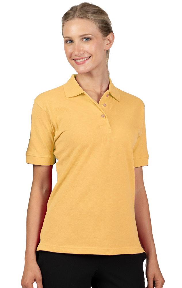 LADIES SHORT SLEEVE 100% COTTON PIQUE POLO  -  MAIZE 2 EXTRA LARGE SOLID