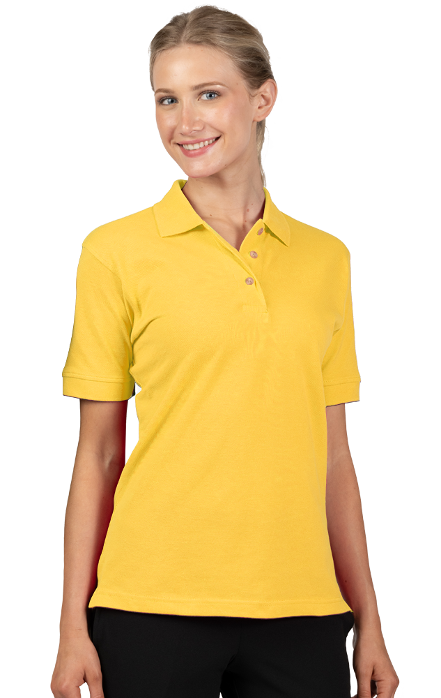 LADIES SHORT SLEEVE 100% COTTON PIQUE POLO  -  YELLOW 2 EXTRA LARGE SOLID