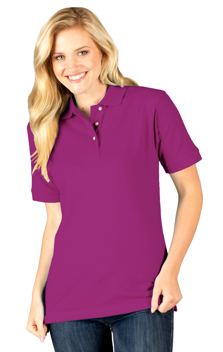 LADIES SHORT SLEEVE SUPERBLEND PIQUE  -  BERRY EXTRA SMALL SOLID