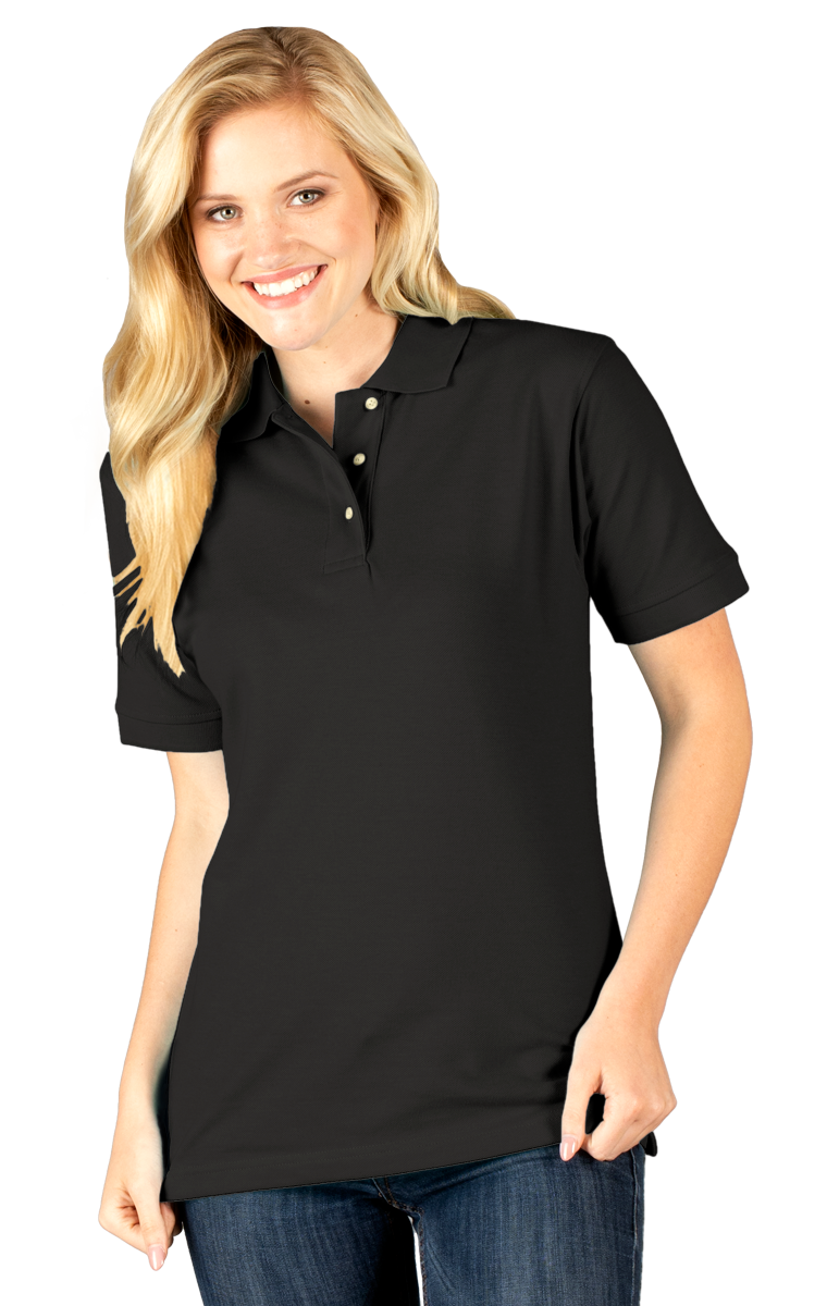 LADIES SHORT SLEEVE SUPERBLEND PIQUE  -  BLACK EXTRA SMALL SOLID