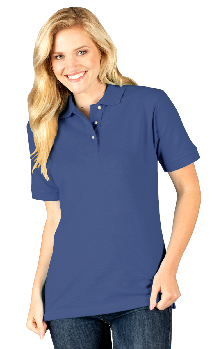 LADIES SHORT SLEEVE SUPERBLEND PIQUE  -  FRENCH BLUE EXTRA SMALL SOLID