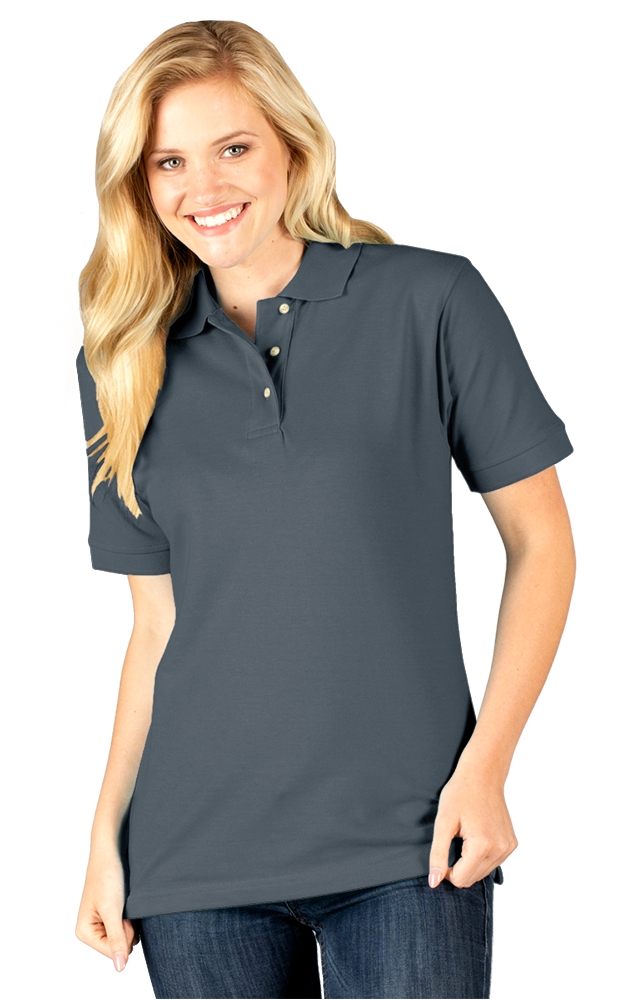 LADIES SHORT SLEEVE SUPERBLEND PIQUE  -  GRAPHITE EXTRA SMALL SOLID