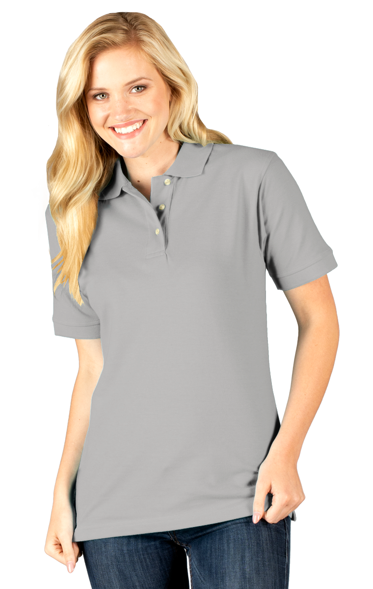 LADIES SHORT SLEEVE SUPERBLEND PIQUE  -  GREY EXTRA SMALL SOLID