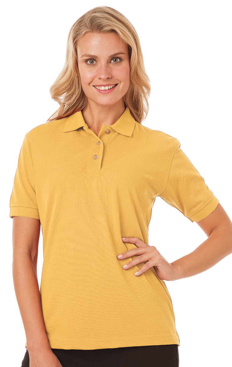 LADIES SHORT SLEEVE SUPERBLEND PIQUE  -  MAIZE EXTRA SMALL SOLID