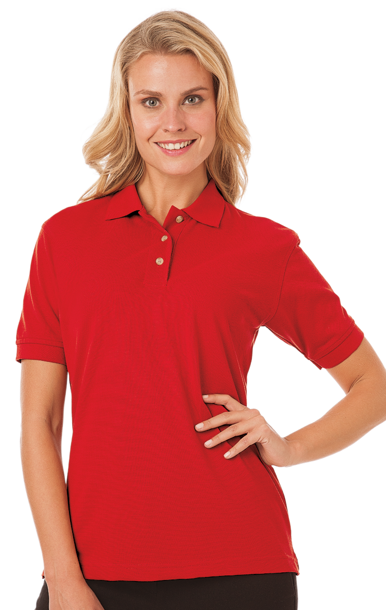 LADIES SHORT SLEEVE SUPERBLEND PIQUE  -  RED EXTRA SMALL SOLID