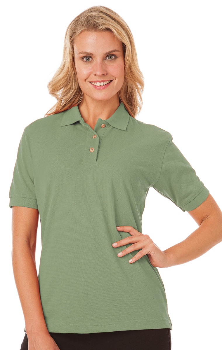 LADIES SHORT SLEEVE SUPERBLEND PIQUE  -  SAGE EXTRA SMALL SOLID