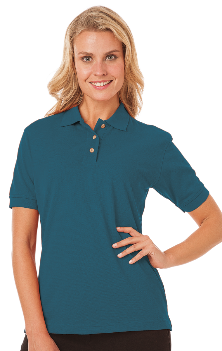 LADIES SHORT SLEEVE SUPERBLEND PIQUE  -  TEAL EXTRA SMALL SOLID