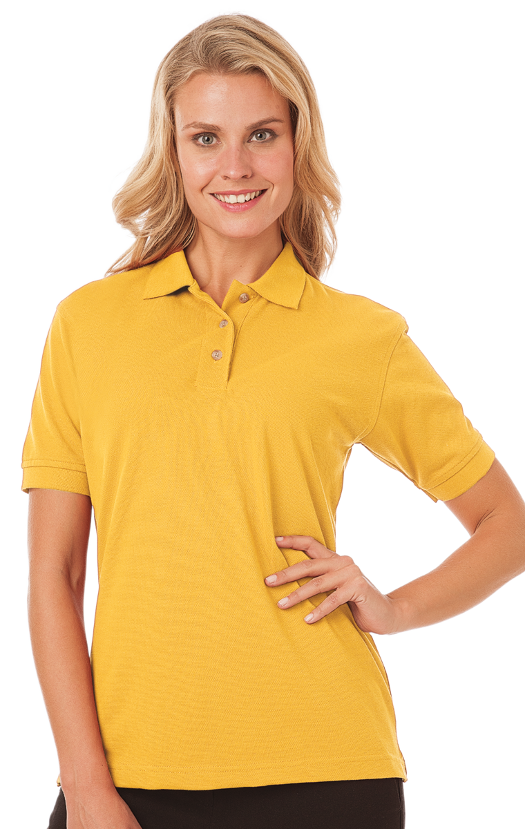 LADIES SHORT SLEEVE SUPERBLEND PIQUE  -  YELLOW EXTRA SMALL SOLID