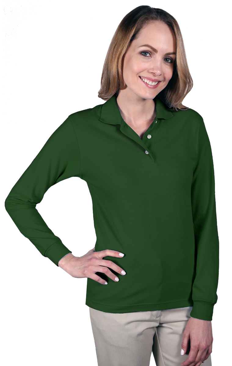 LADIES LONG SLEEVE SUPERBLEND PIQUE  -  HUNTER 2 EXTRA LARGE SOLID