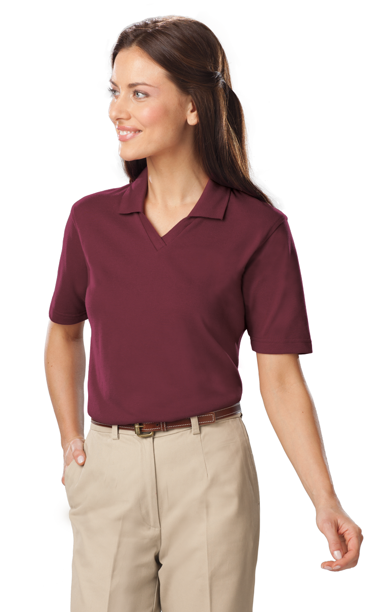 LADIES SHORT SLEEVE V-NECK  -  BURGUNDY 2 EXTRA LARGE SOLID