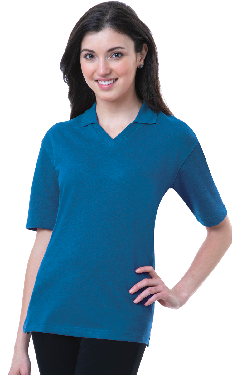 LADIES SHORT SLEEVE V-NECK  -  TURQUOISE 2 EXTRA LARGE SOLID