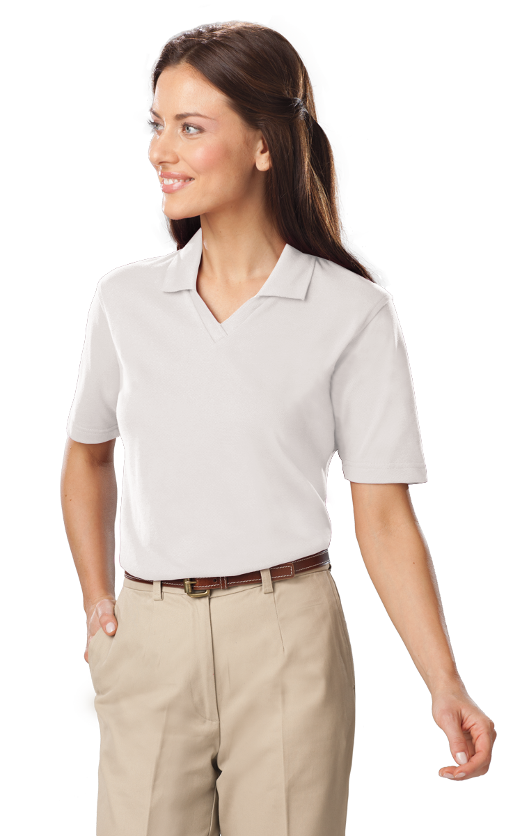 LADIES SHORT SLEEVE V-NECK  -  WHITE 2 EXTRA LARGE SOLID