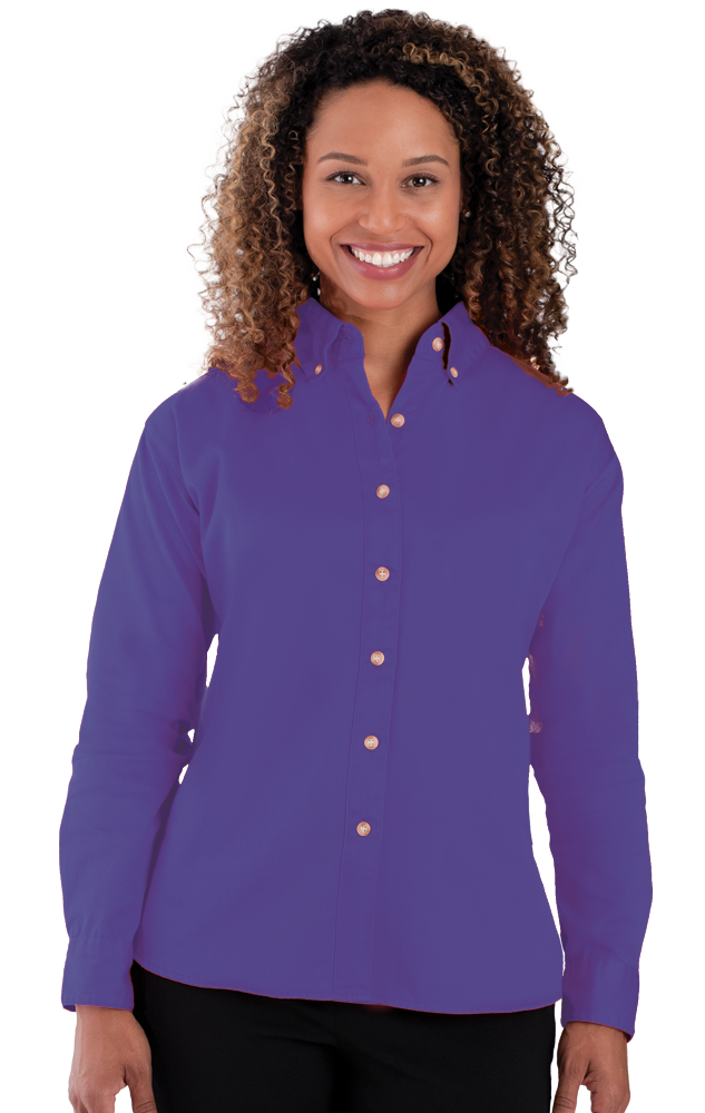 LADIES LONG SLEEVE 100% COTTON TWILL  -  GRAPE 2 EXTRA LARGE SOLID