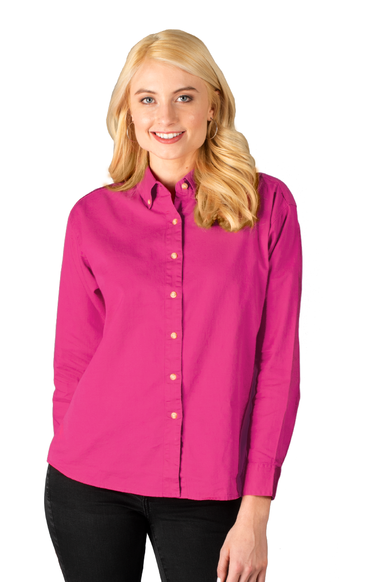 LADIES LONG SLEEVE 100% COTTON TWILL  -  SANGRIA 2 EXTRA LARGE SOLID