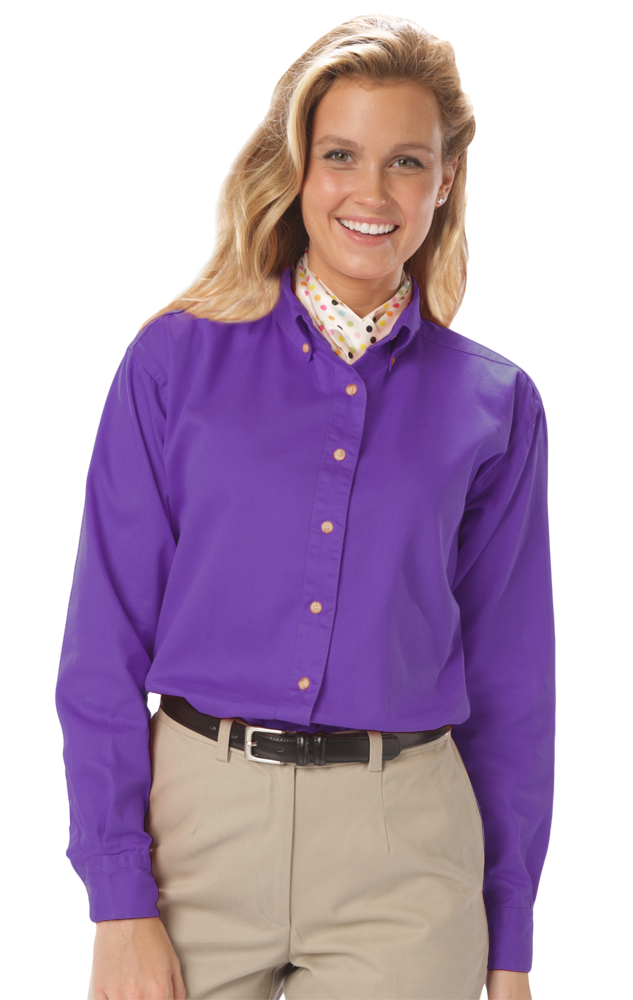 LADIES LONG SLEEVE 100% COTTON TWILL  -  VIOLET 2 EXTRA LARGE SOLID