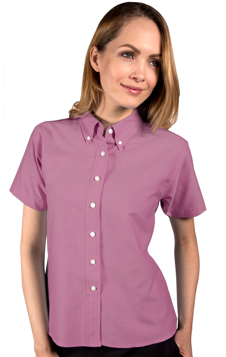 LADIES SHORT SLEEVE OXFORD  -  BURGUNDY 2 EXTRA LARGE SOLID