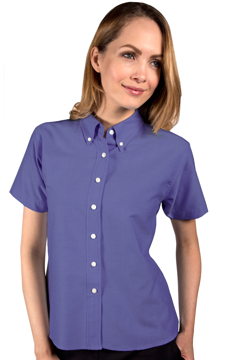 LADIES SHORT SLEEVE OXFORD  -  FRENCH BLUE 2 EXTRA LARGE SOLID