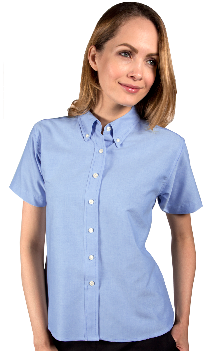 LADIES SHORT SLEEVE OXFORD -  OXFORD BLUE 2 EXTRA LARGE SOLID