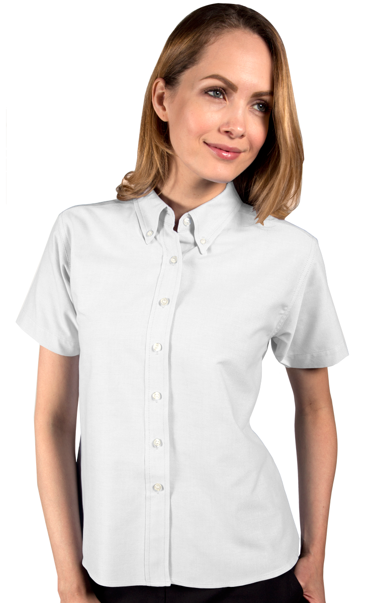 LADIES SHORT SLEEVE OXFORD  -  WHITE 2 EXTRA LARGE SOLID