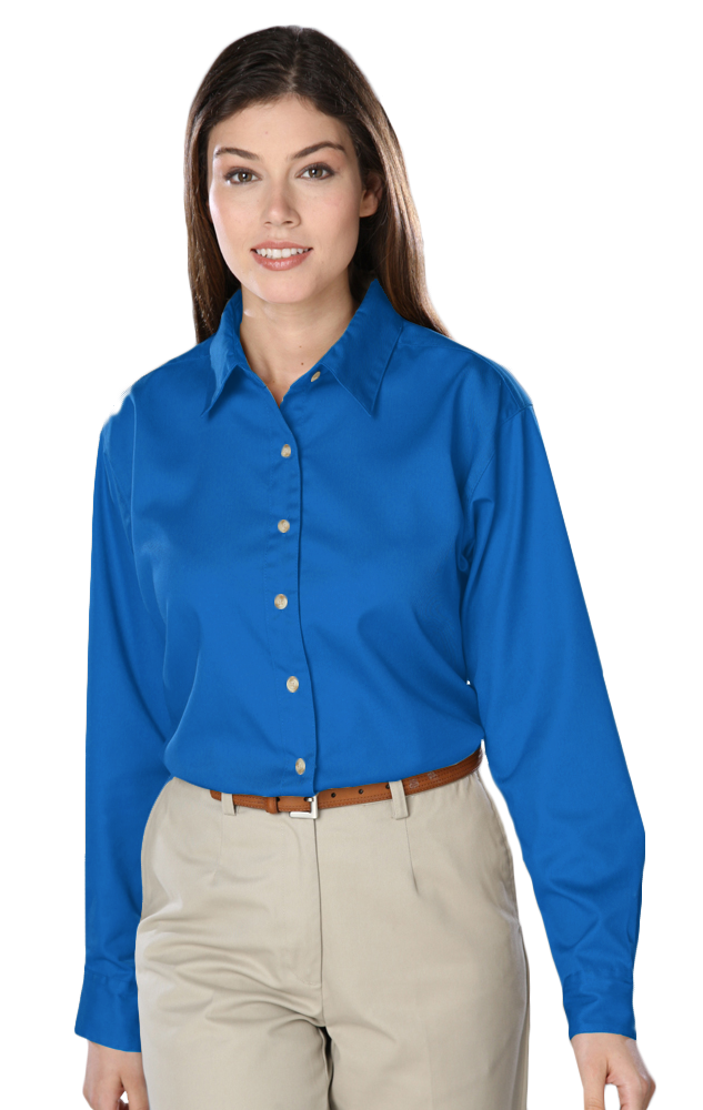 LADIES LONG SLEEVE TEFLON TWILL  -  TURQUOISE SMALL SOLID