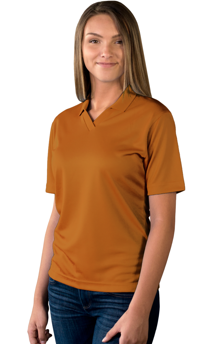 LADIES SOLID WICKING V-NECK  -  BURNT ORANGE SMALL SOLID