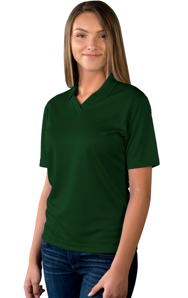 LADIES SOLID WICKING V-NECK  -  HUNTER SMALL SOLID