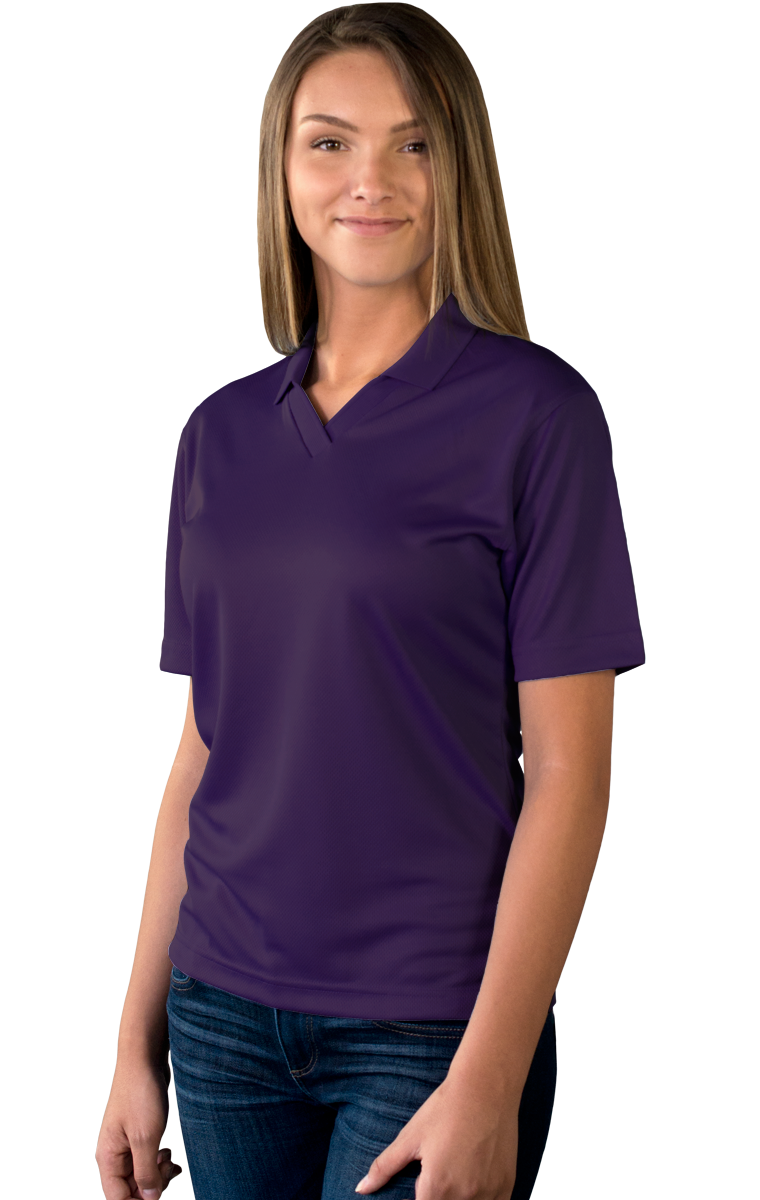 LADIES SOLID WICKING V-NECK  -  PURPLE SMALL SOLID