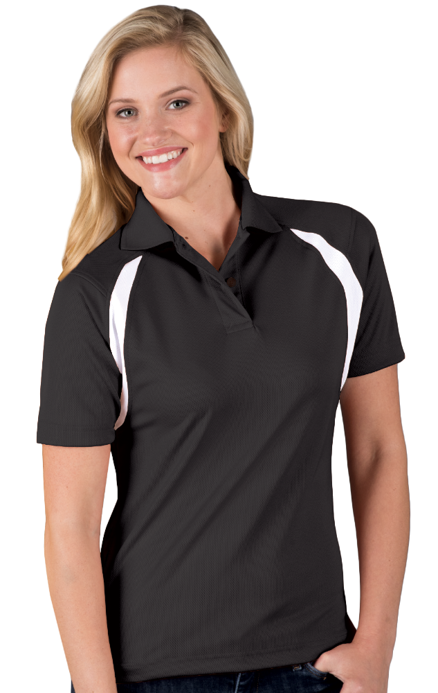 LADIES WICKING CONTRAST INSERT   -  BLACK 2 EXTRA LARGE TRIM WHITE