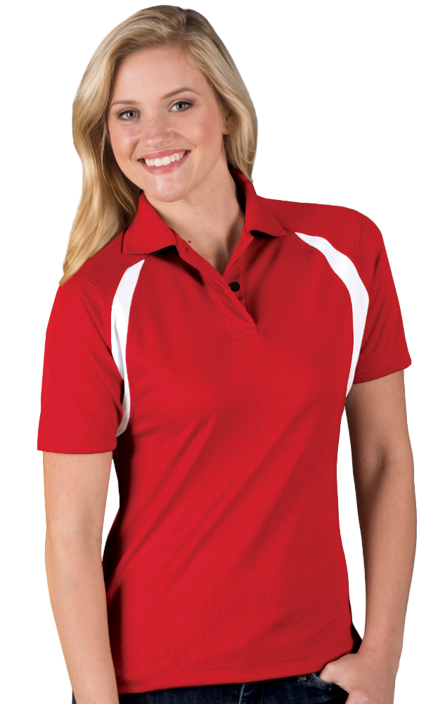 LADIES WICKING CONTRAST INSERT   -  RED 2 EXTRA LARGE TRIM WHITE