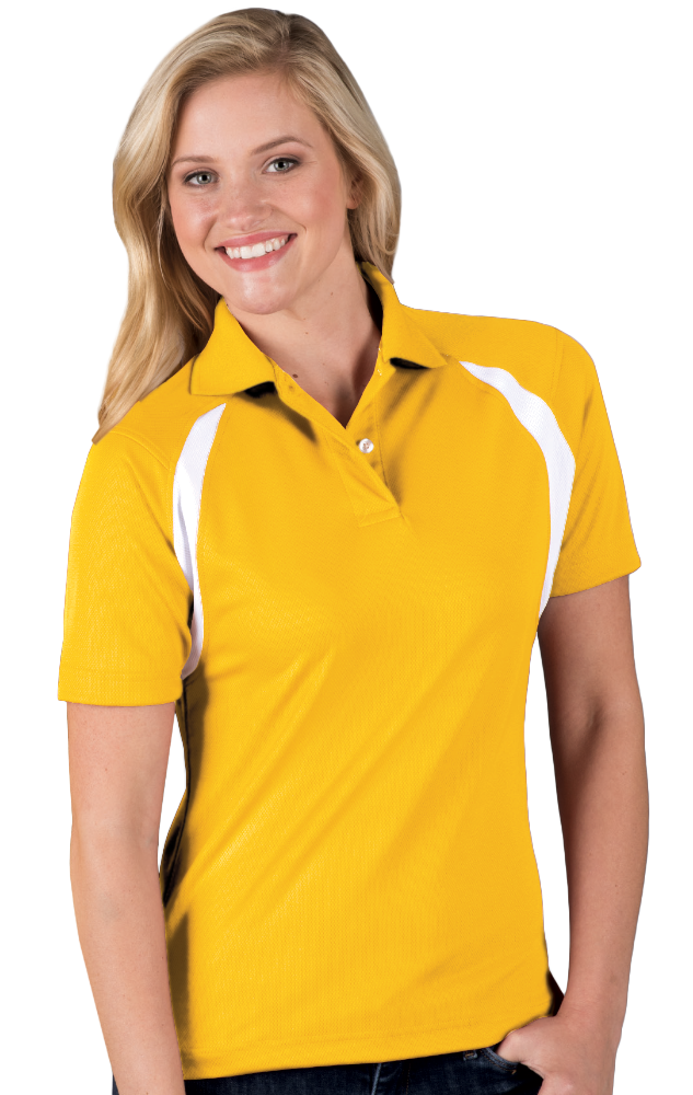 LADIES WICKING CONTRAST INSERT   -  YELLOW 2 EXTRA LARGE TRIM WHITE