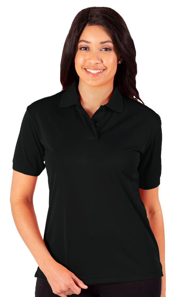 LADIES WICKING SOLID SNAG RESIST POLO   -  BLACK 2 EXTRA LARGE SOLID