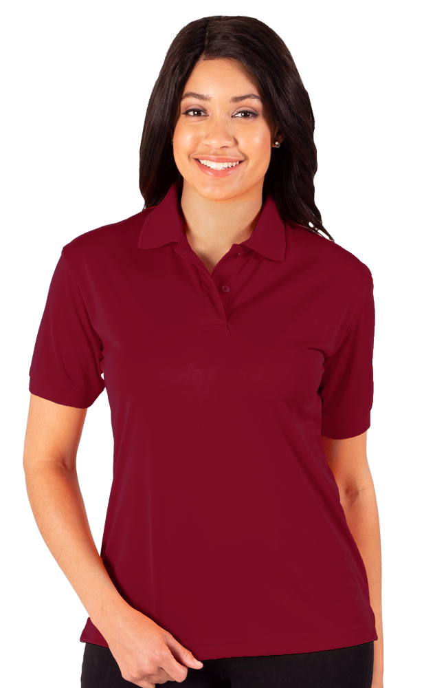 LADIES WICKING SOLID SNAG RESIST POLO   -  BURGUNDY 2 EXTRA LARGE SOLID