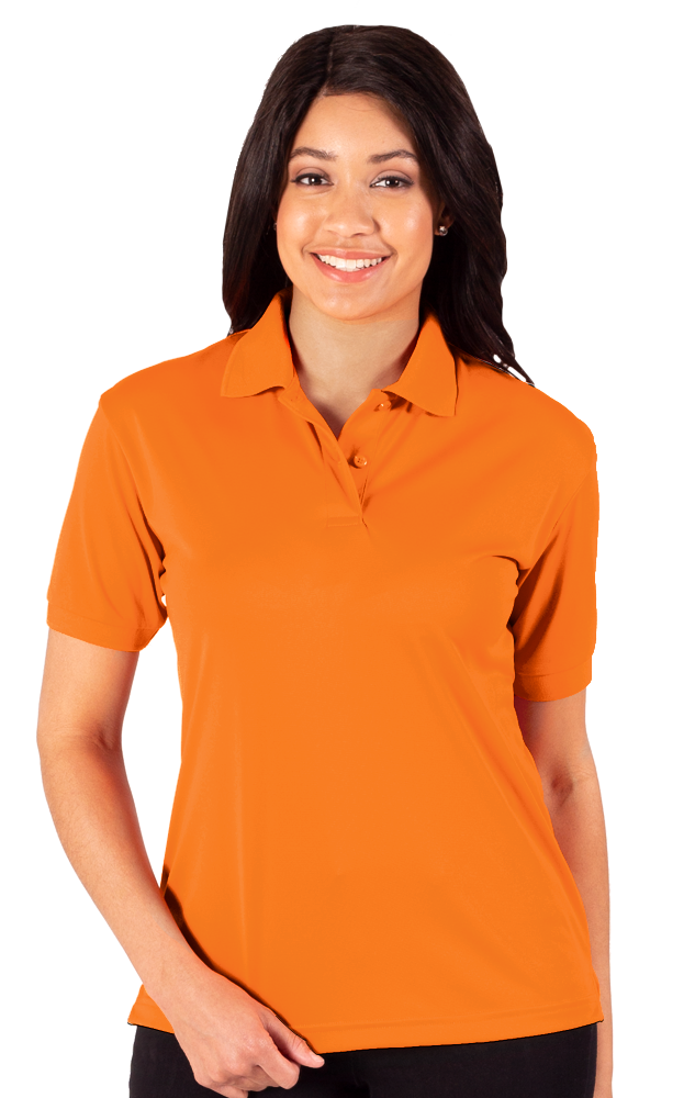 LADIES WICKING SOLID SNAG RESIST POLO   -  ORANGE 2 EXTRA LARGE SOLID