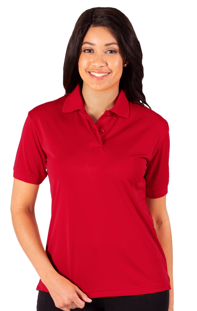 LADIES WICKING SOLID SNAG RESIST POLO   -  RED 2 EXTRA LARGE SOLID