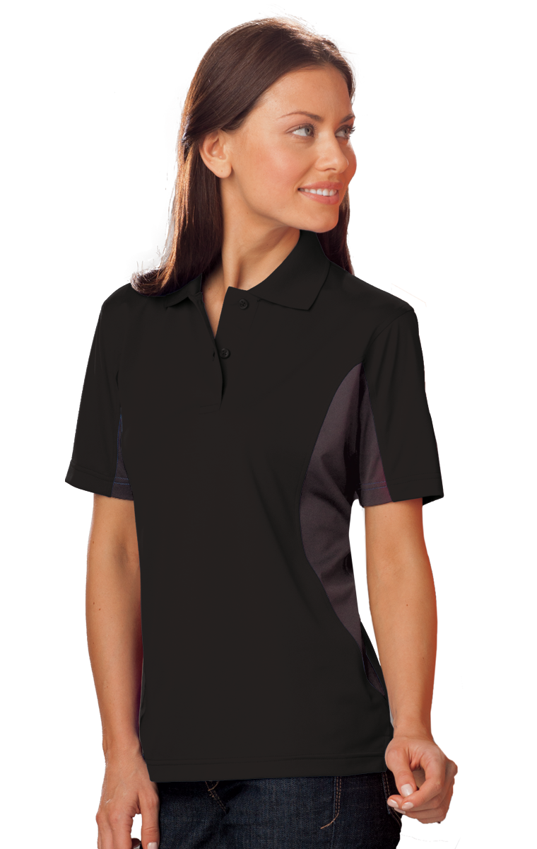 LADIES COLOR BLOCK WICKING  -  BLACK 2 EXTRA LARGE TRIM GRAPHITE